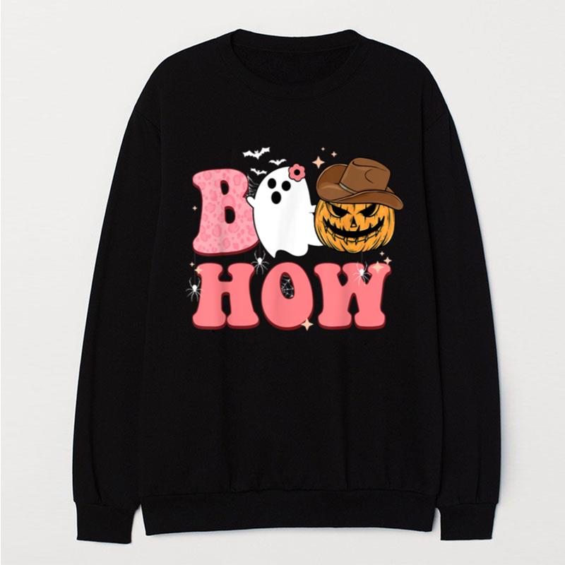 Boo How Ghost Pumpkin Halloween Western Country Howdy T-Shirt Unisex