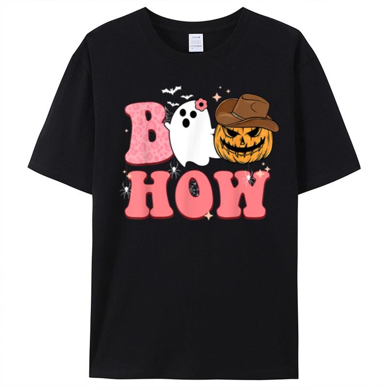 Boo How Ghost Pumpkin Halloween Western Country Howdy T-Shirt Unisex