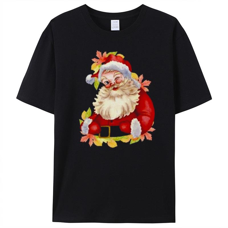 Christmas Cute Gift For Women Winking Funny Santa Fall T-Shirt Unisex