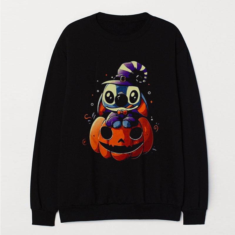 Cute Halloween Pumpkin Vintage Retro Art Stitch T-Shirt Unisex