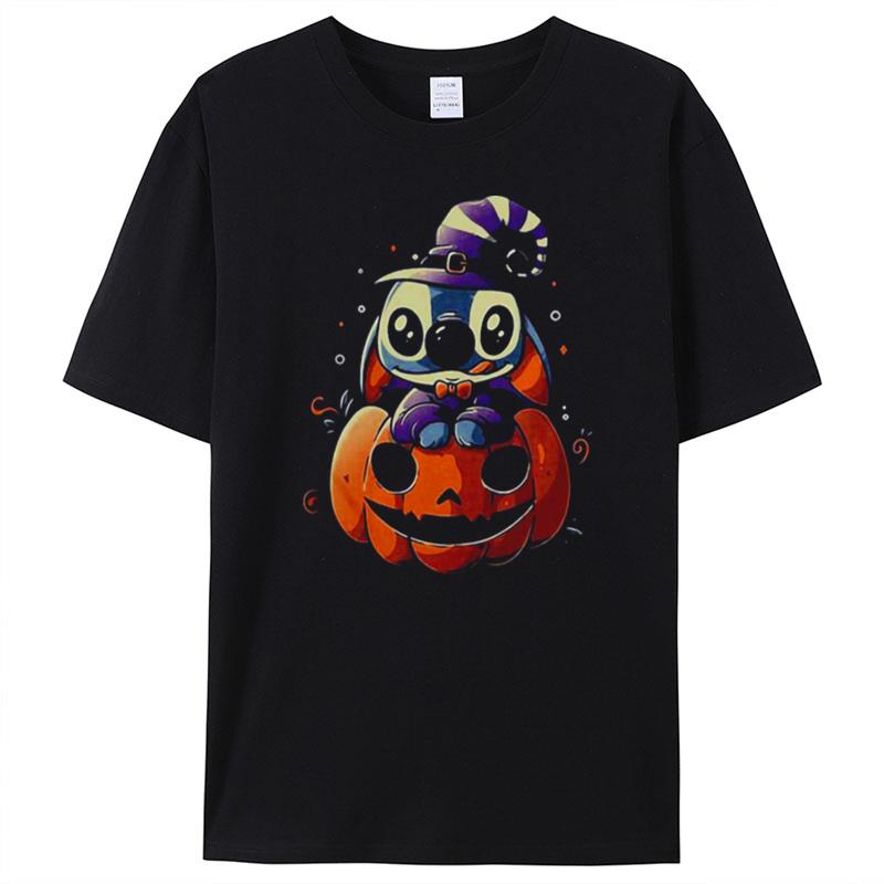 Cute Halloween Pumpkin Vintage Retro Art Stitch T-Shirt Unisex