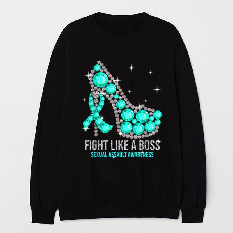 Fight Like A Boss Teal Warrior Sexual Assault Awareness T-Shirt Unisex