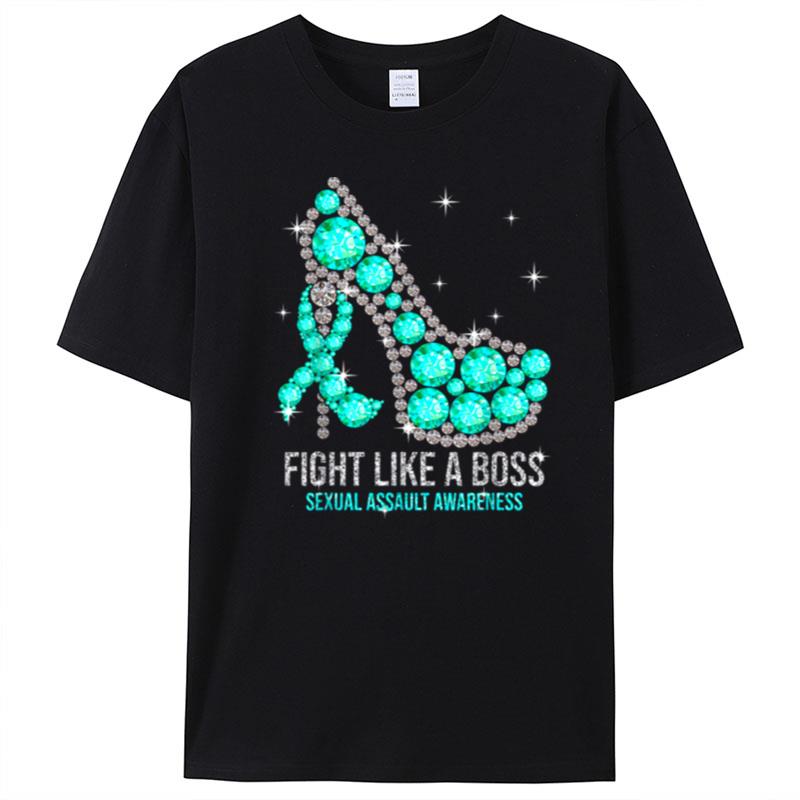 Fight Like A Boss Teal Warrior Sexual Assault Awareness T-Shirt Unisex