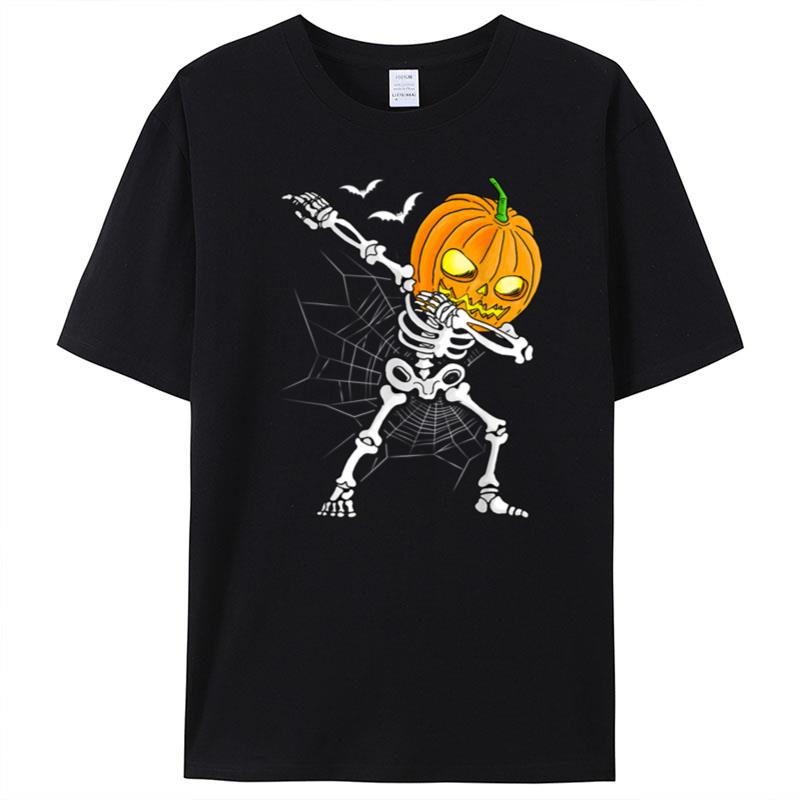 Funny Halloween Boys Kids Dabbing Skeleton Pumpkin Scary T-Shirt Unisex