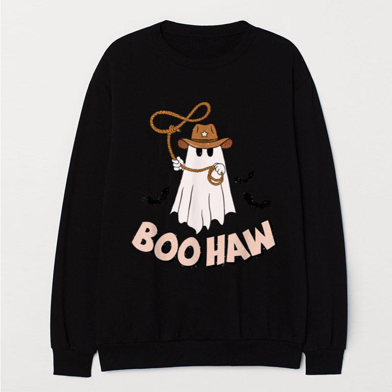 Funny Halloween Ghost Western Spooky Season Boo Haw T-Shirt Unisex