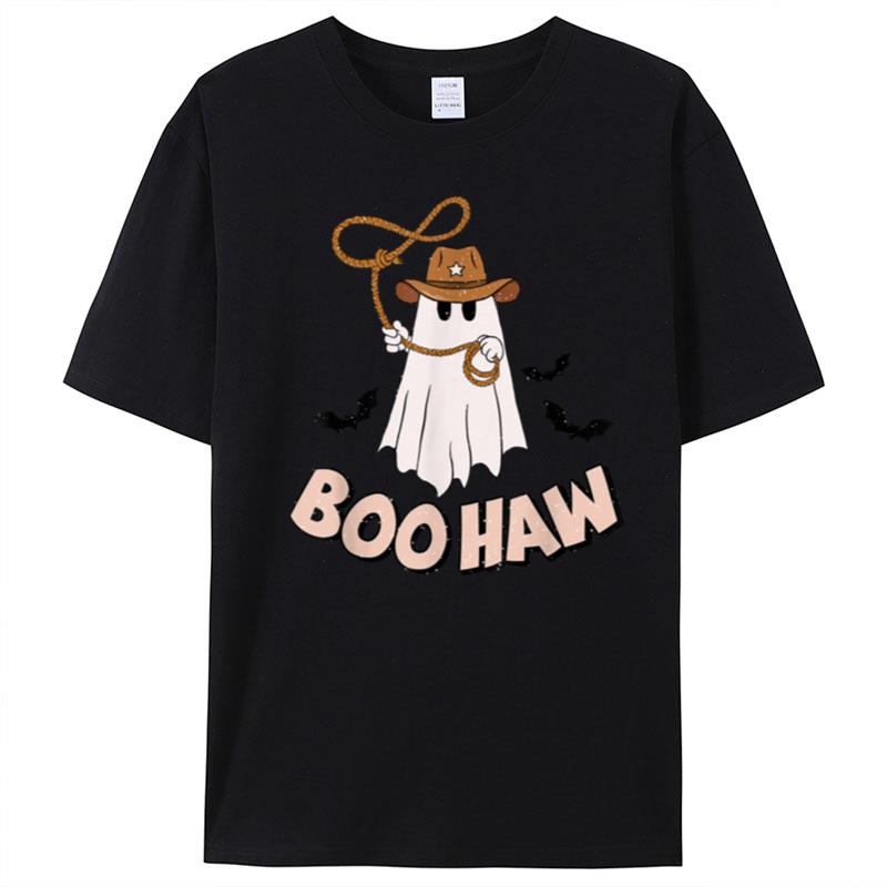 Funny Halloween Ghost Western Spooky Season Boo Haw T-Shirt Unisex