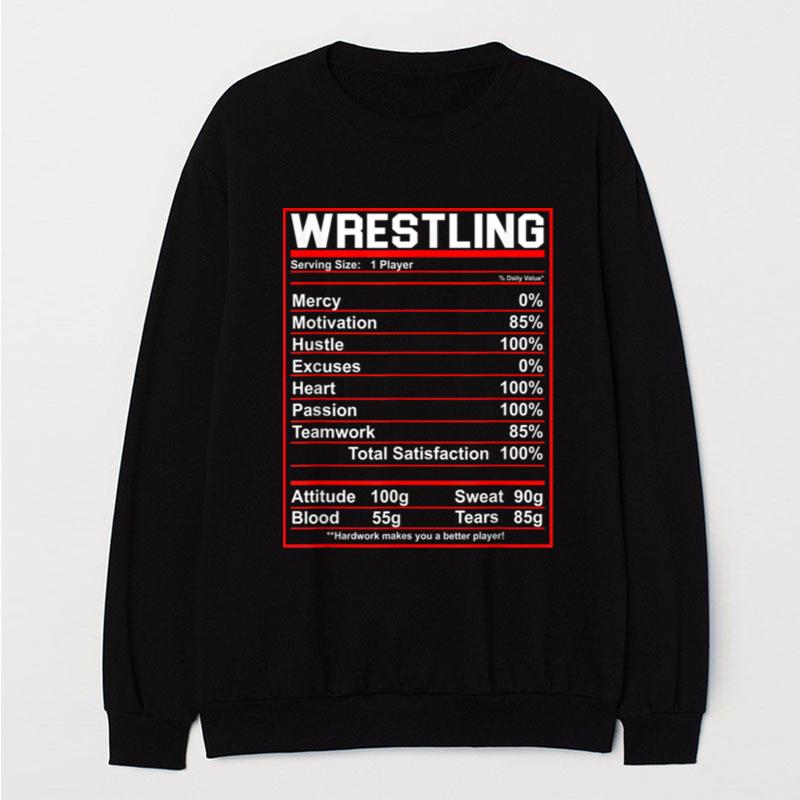 Funny Wrestling Nutrition Facts Women Men Wrestler T-Shirt Unisex