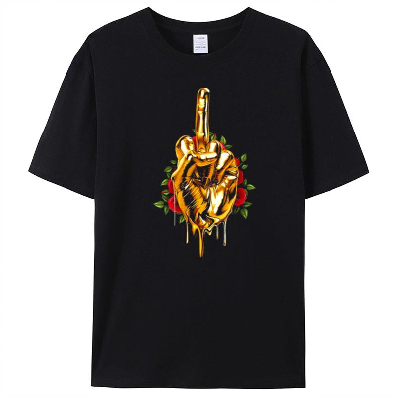 Gold Middle Finger Funny T-Shirt Unisex