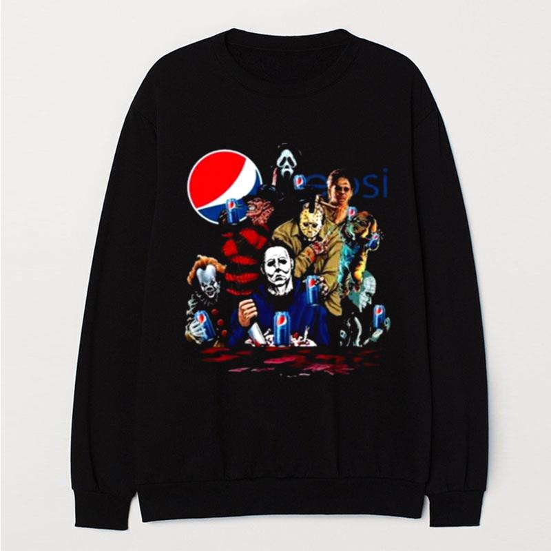 Horror Movie Characters Drink Pepsi Halloween T-Shirt Unisex