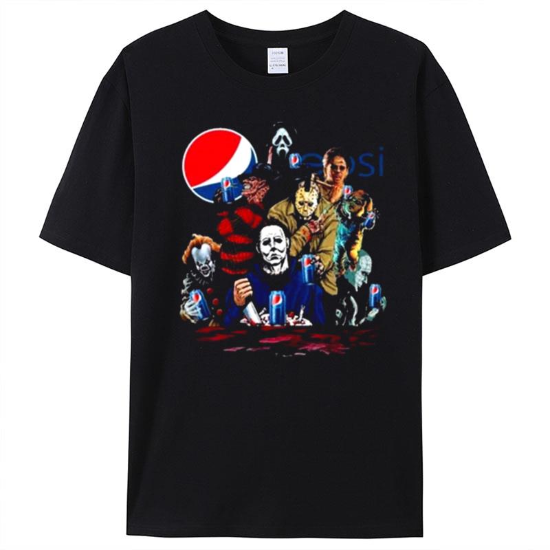 Horror Movie Characters Drink Pepsi Halloween T-Shirt Unisex