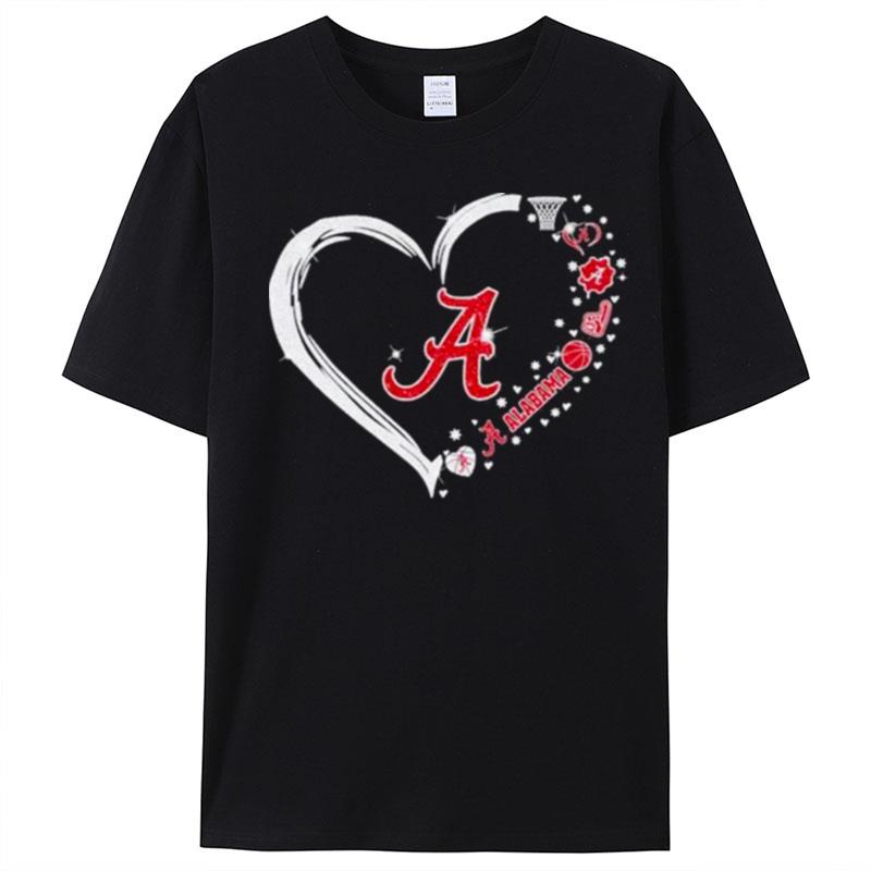 I Love Alabama Crimson Tide Basketball Heart Diamond T-Shirt Unisex