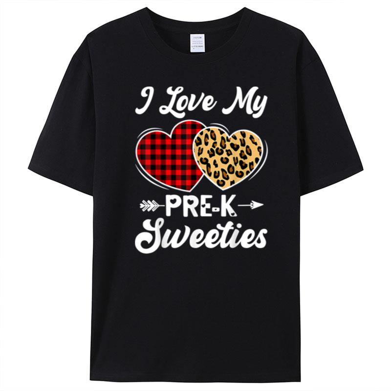 I Love My Pre K Sweeties Hearts Valentines Day Teacher Gift T-Shirt Unisex