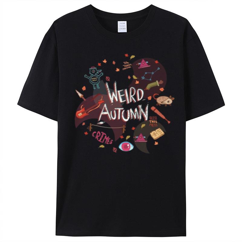 Iconic Symbols Weird Autumn Pattern Night In The Woods T-Shirt Unisex