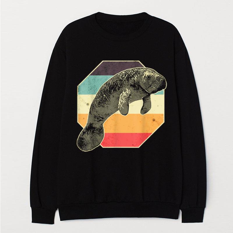 Manatee Sea Cow Animal Colorful Retro T-Shirt Unisex