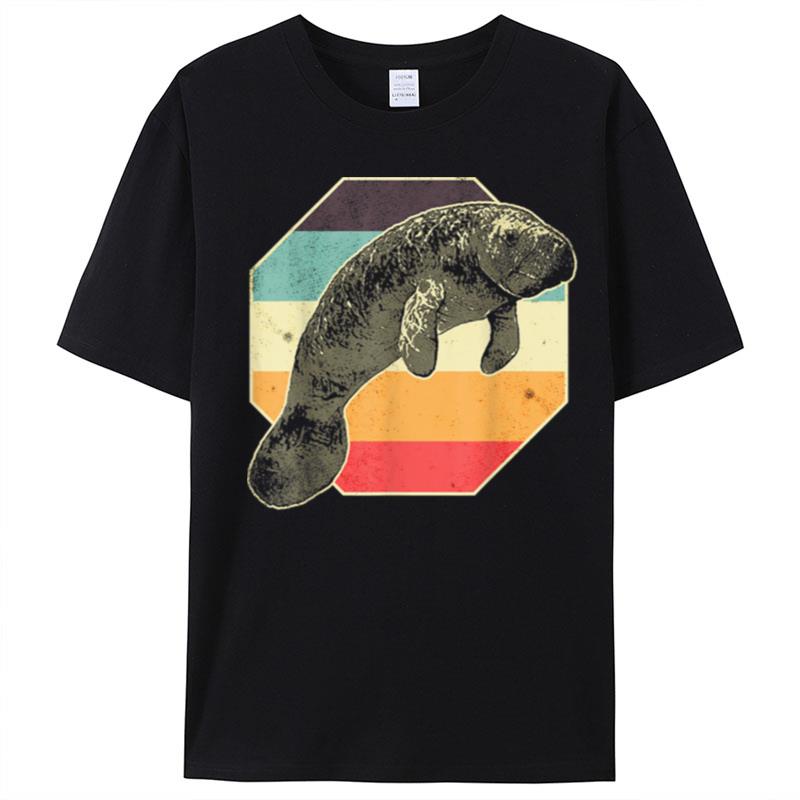 Manatee Sea Cow Animal Colorful Retro T-Shirt Unisex