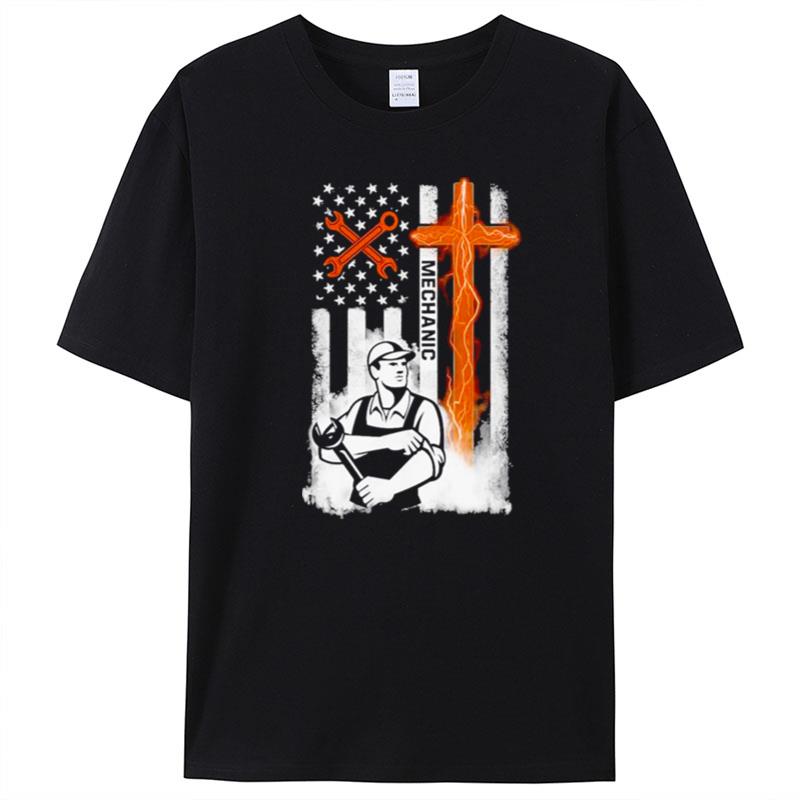 Mechanic With American Flag T-Shirt Unisex