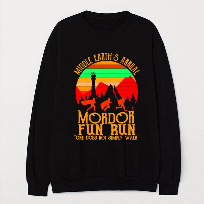 Mordor Fun Run One Does Not Simply Walk Vintage Retro T-Shirt Unisex