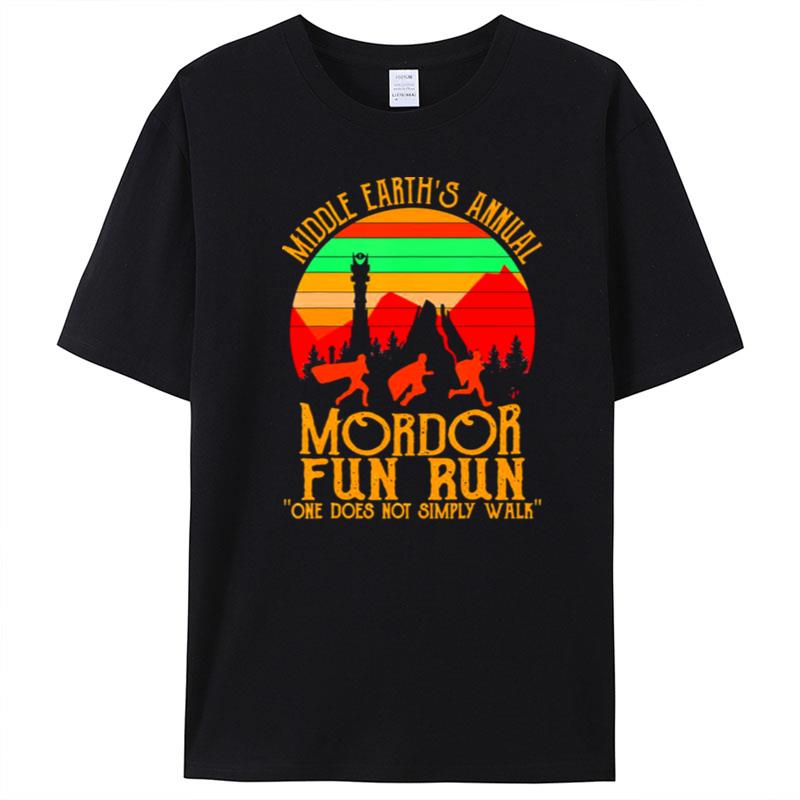 Mordor Fun Run One Does Not Simply Walk Vintage Retro T-Shirt Unisex