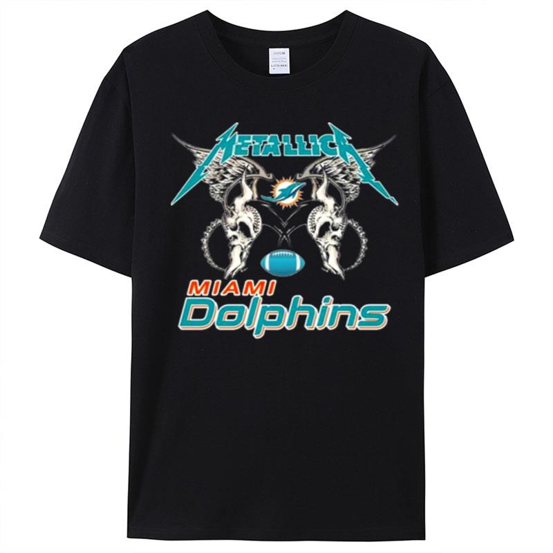 NFL Miami Dolphins Logo Black Metallica Wings T-Shirt Unisex