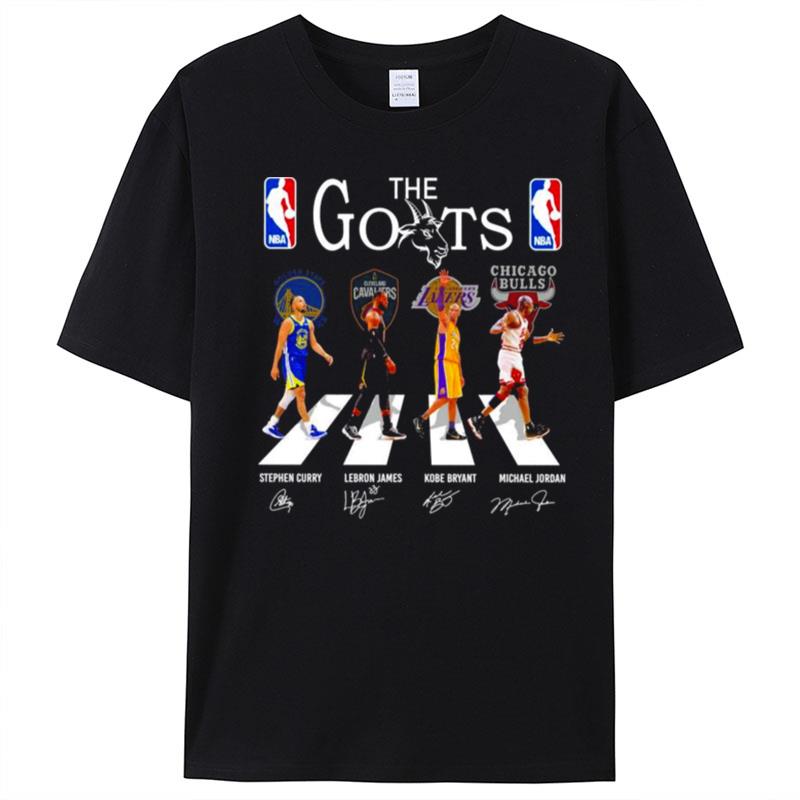 Nba Mvp The Goats Stephen Curry Lebron James Kobe Bryant Michael Jordan Signatures T-Shirt Unisex