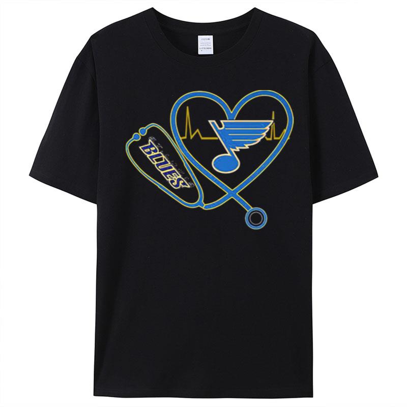 Nurse St. Louis Blues Stethoscope Heart Heartbeat T-Shirt Unisex