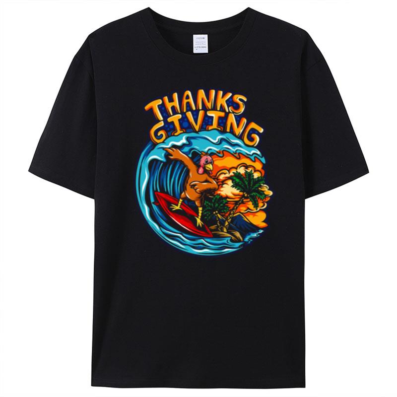 Oldschool Turkey Thanksgiving Surfing Wave T-Shirt Unisex