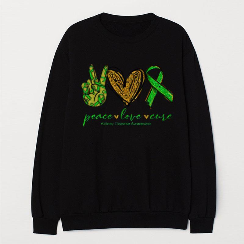 Peace Love Cure Kidney Disease Awareness T-Shirt Unisex