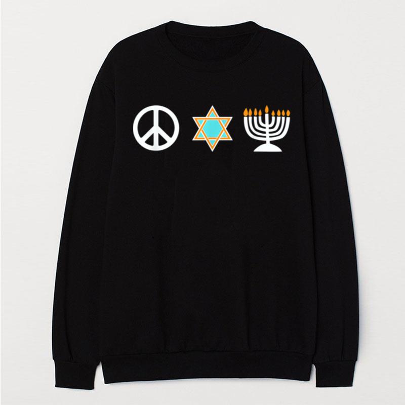 Peace Love Hanukkah Hanukka Jewish Star Menorah Chanukah T-Shirt Unisex