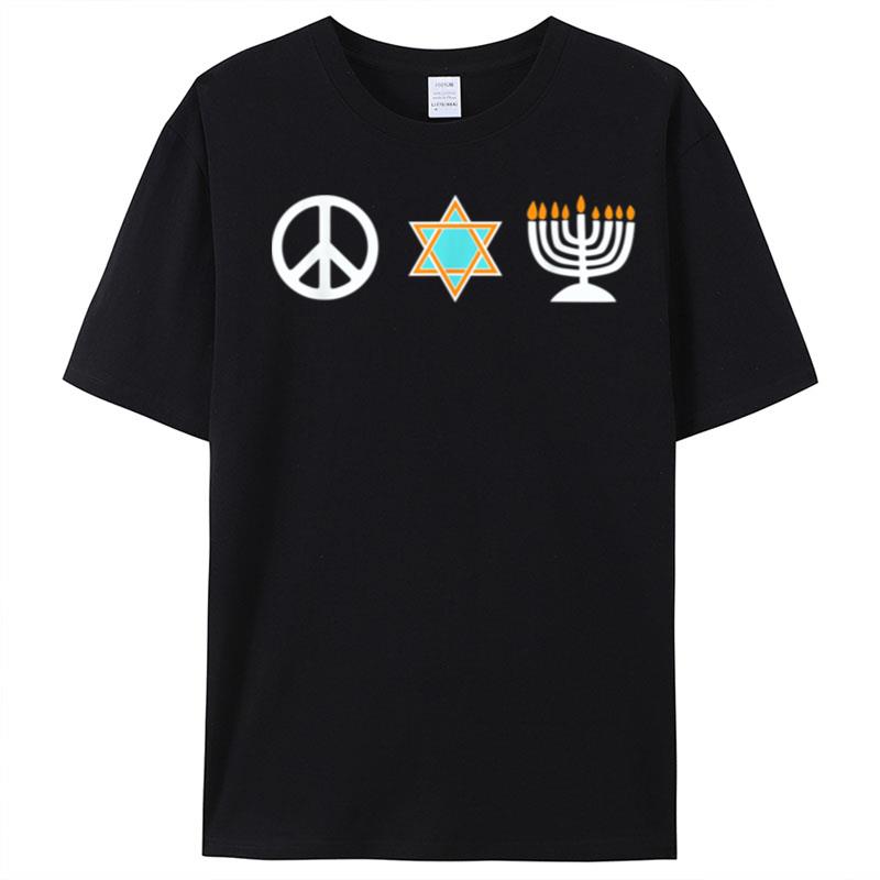 Peace Love Hanukkah Hanukka Jewish Star Menorah Chanukah T-Shirt Unisex