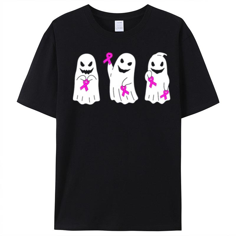 Pink Ribbon Ghost Women Kids Toddler Breast Cancer Awareness T-Shirt Unisex