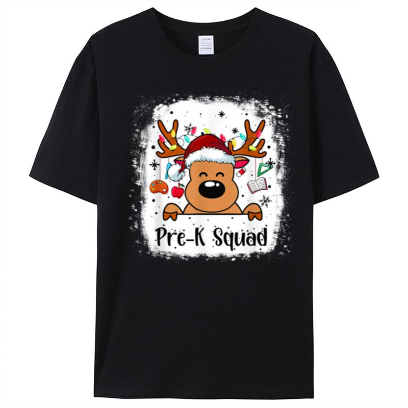 Pre K Teacher Squad Reindeer Funny Teacher Christmas Xmas T-Shirt Unisex