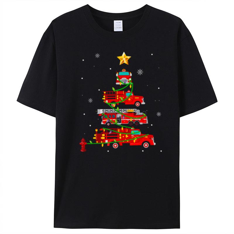 Proud To Be A Firefighter Fire Truck Christmas Tree Xmas T-Shirt Unisex