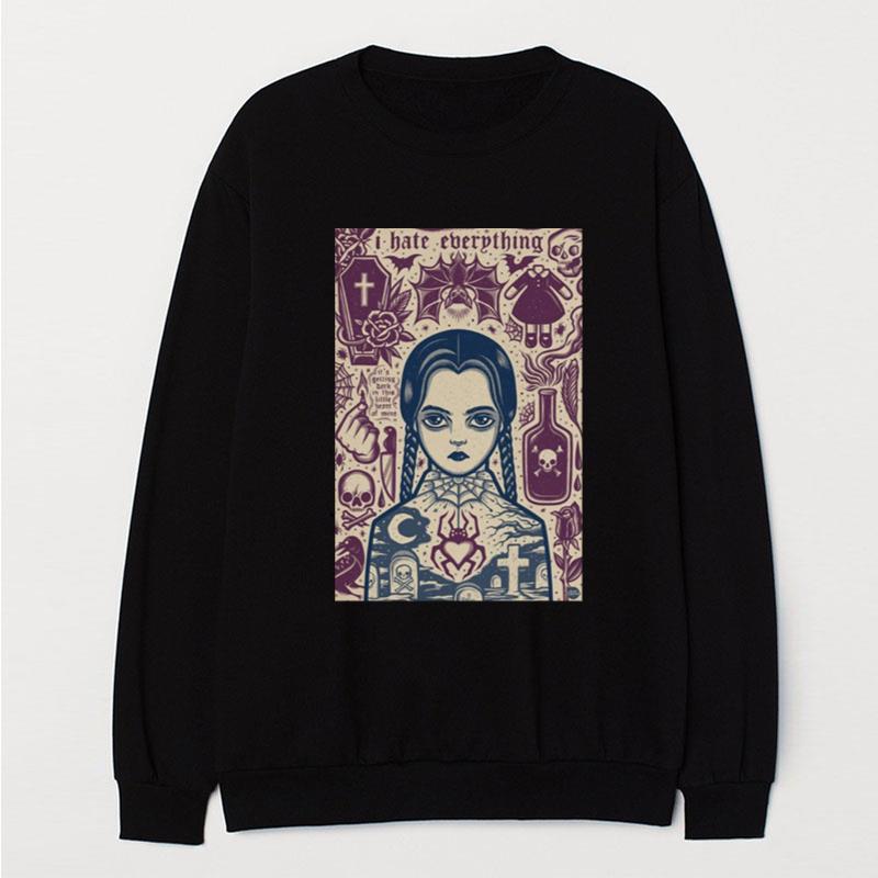 Quote I Hate Everything Wednesday Addams Vintage T-Shirt Unisex