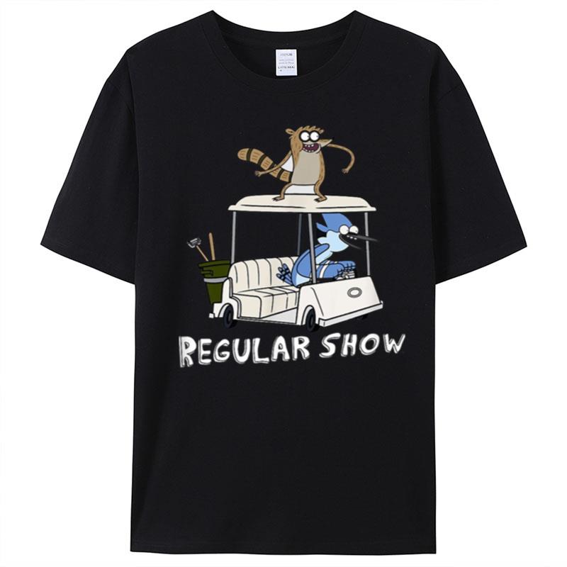 Regular Show Mordecai And Rigby Golf Cart Regular Show Cartoon Disney T-Shirt Unisex