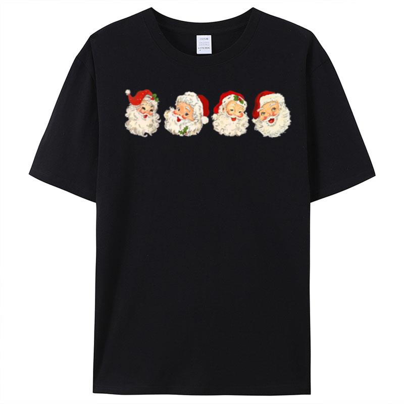 Retro Groovy Merry Christmas Cute Cheerful Santa Claus T-Shirt Unisex