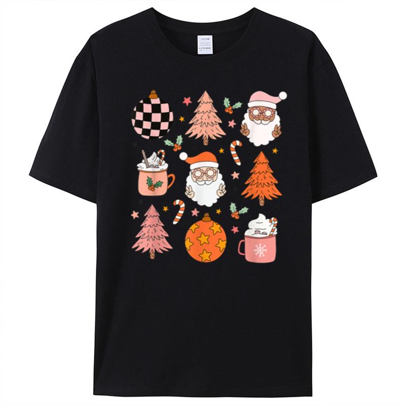 Retro Groovy Santa Claus Christmas Hot Cocoa Xmas Lights T-Shirt Unisex