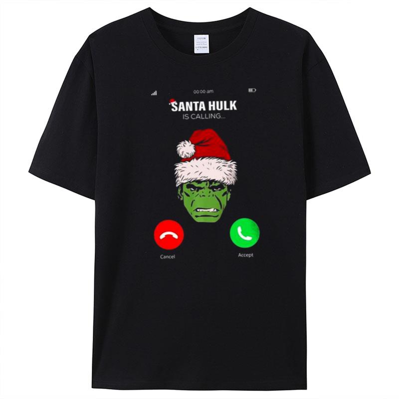 Santa Marvel Avengers Hulk Calling Christmas T-Shirt Unisex