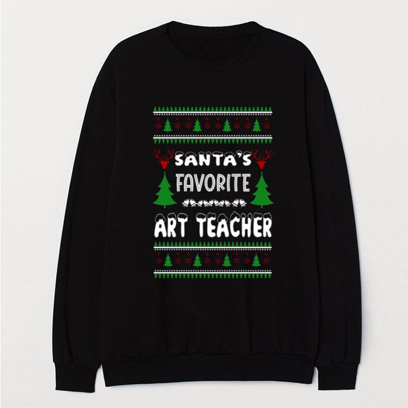 Santa's Favorite Art Teacher Chritmas T-Shirt Unisex