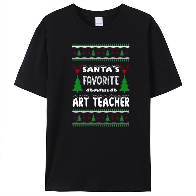 Santa's Favorite Art Teacher Chritmas T-Shirt Unisex