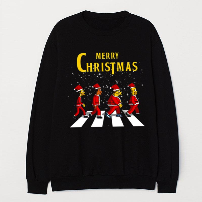 Simp's Merry Chirstmas On Abbey Road T-Shirt Unisex