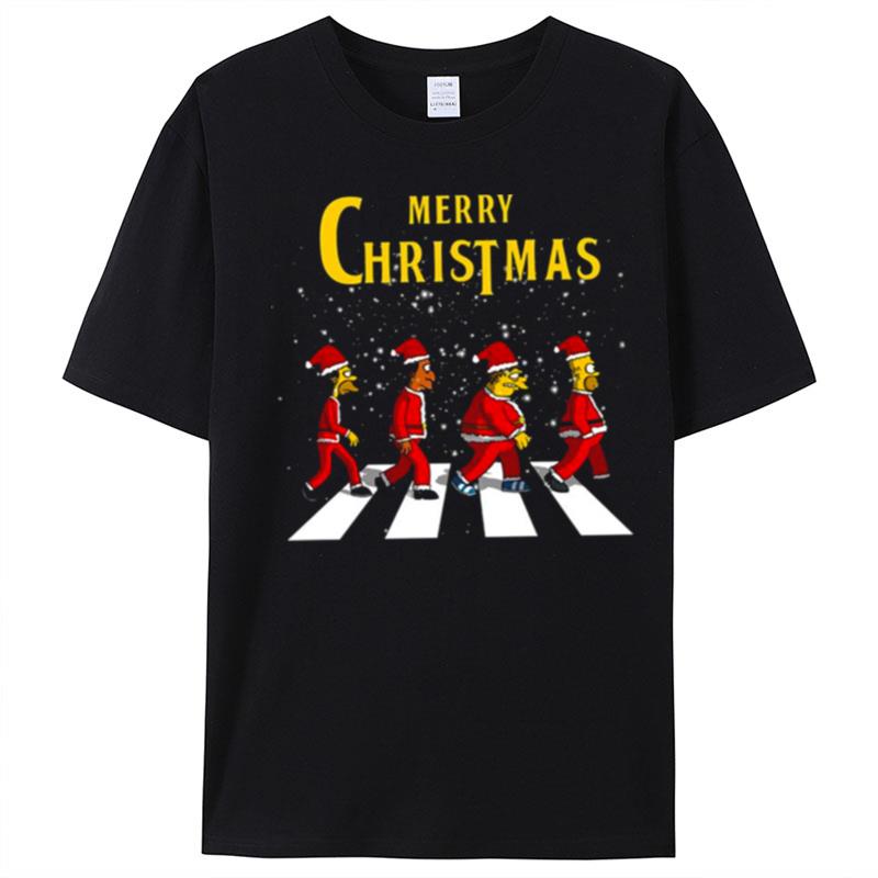 Simp's Merry Chirstmas On Abbey Road T-Shirt Unisex