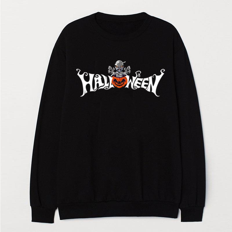 Skeleton With Angry Pumpkin Halloween T-Shirt Unisex