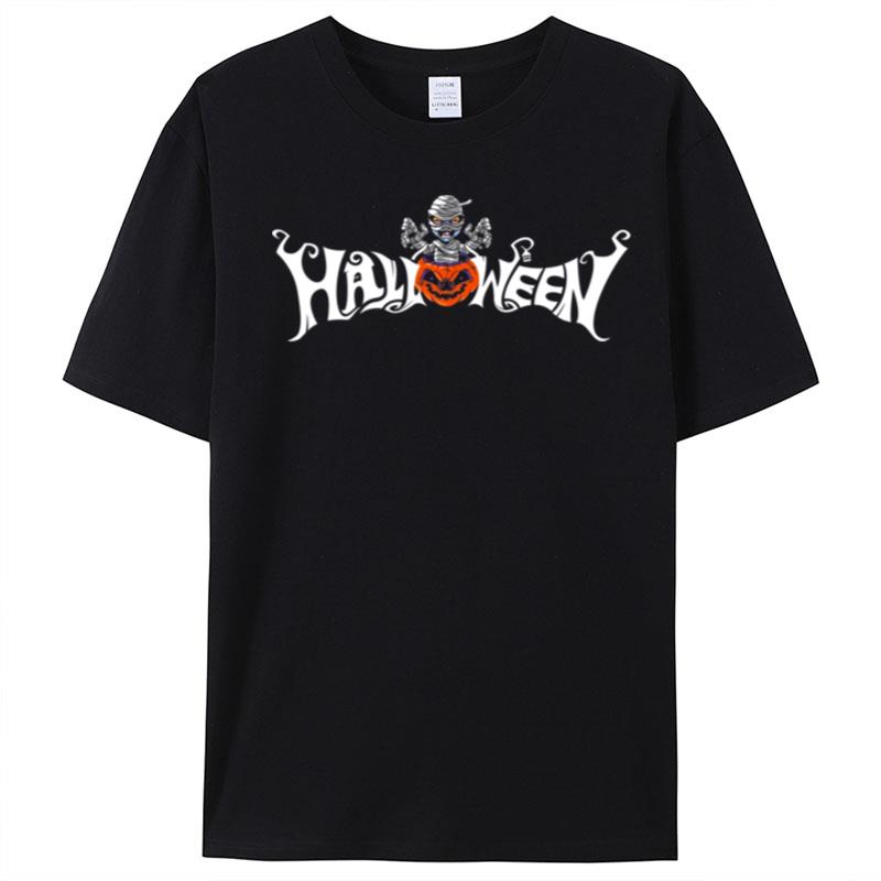 Skeleton With Angry Pumpkin Halloween T-Shirt Unisex