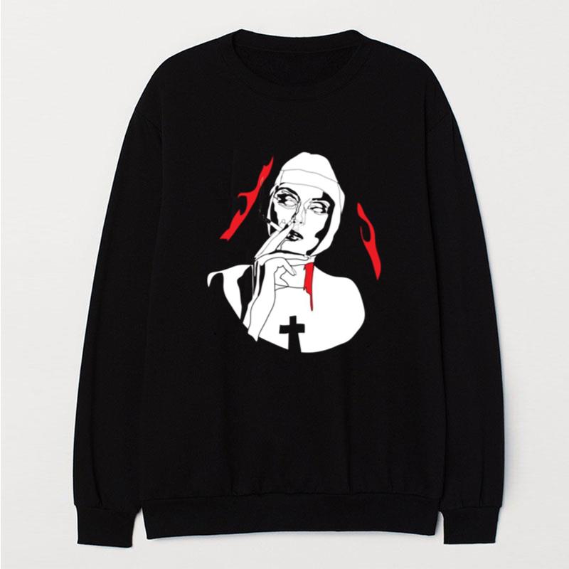 Smoking Nun Break The Habit Halloween T-Shirt Unisex