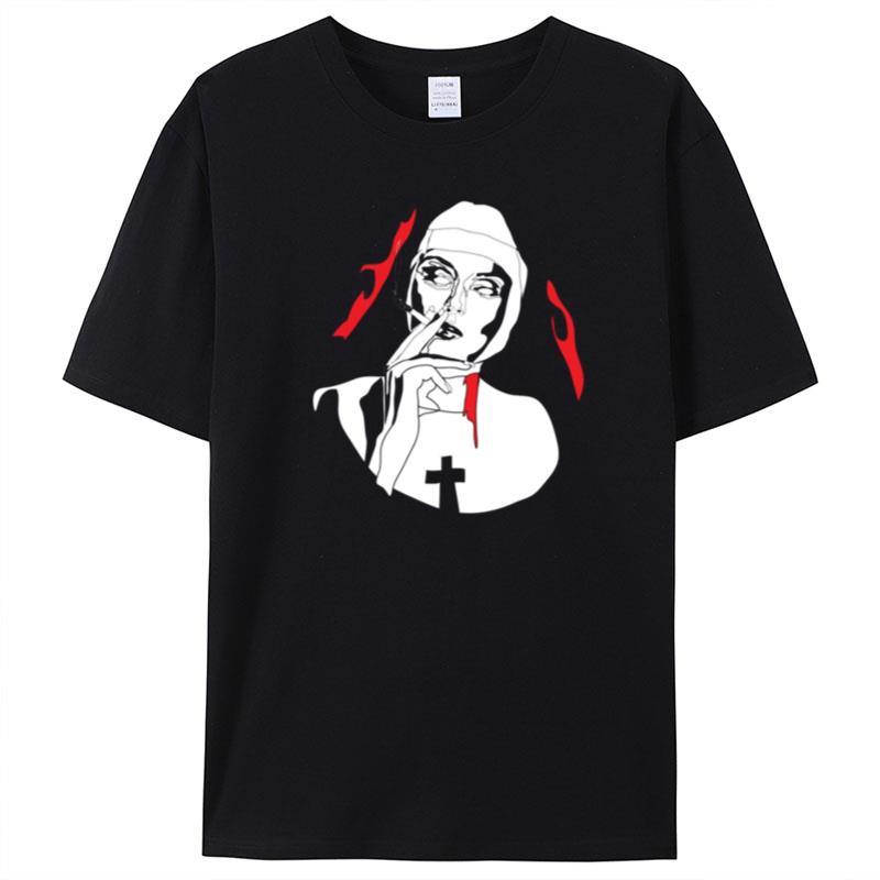 Smoking Nun Break The Habit Halloween T-Shirt Unisex