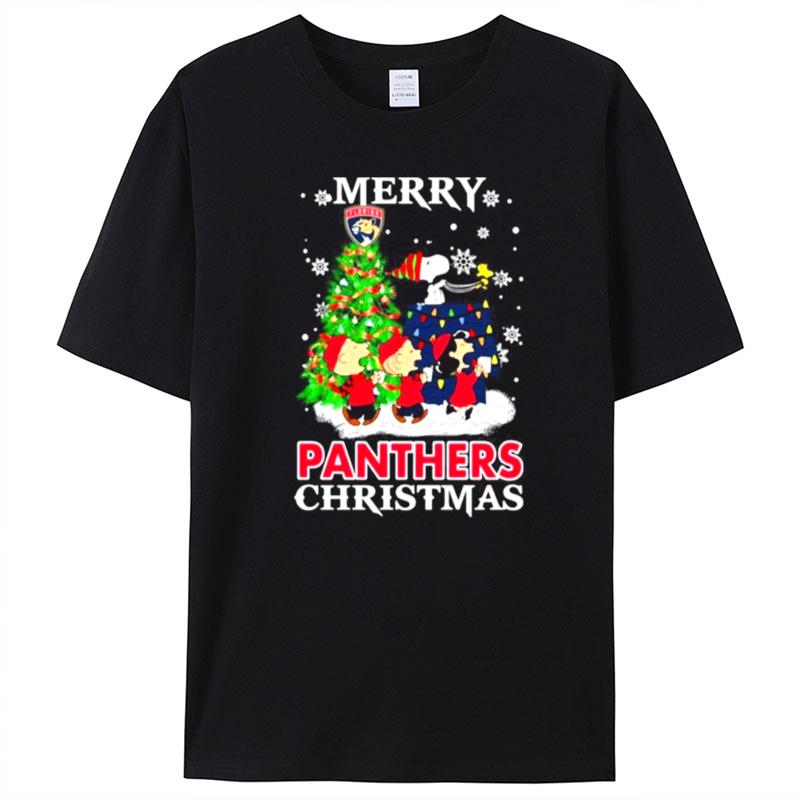 Snoopy And Friends Merry Florida Panthers Christmas T-Shirt Unisex