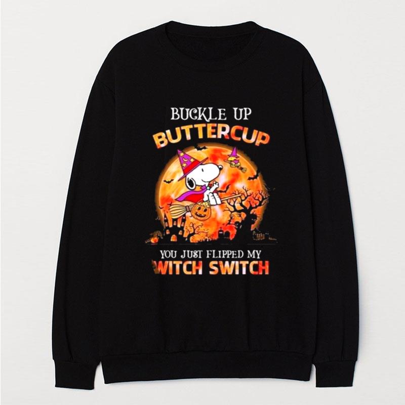 Snoopy Witch Buckle Up Buttercup Snoopy Dog Halloween Pumpkins T-Shirt Unisex