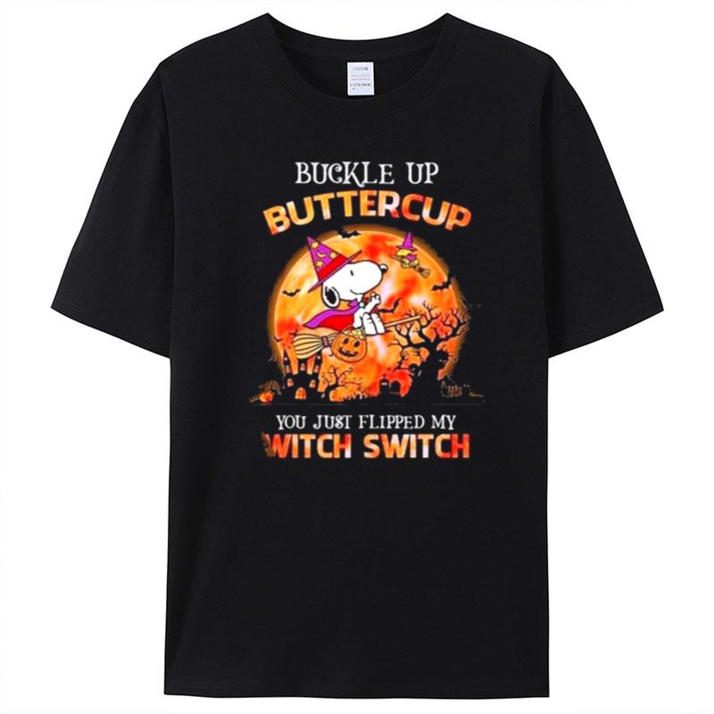 Snoopy Witch Buckle Up Buttercup Snoopy Dog Halloween Pumpkins T-Shirt Unisex