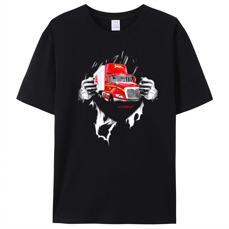 Strong Superman Saia Ltl Freight Truck T-Shirt Unisex