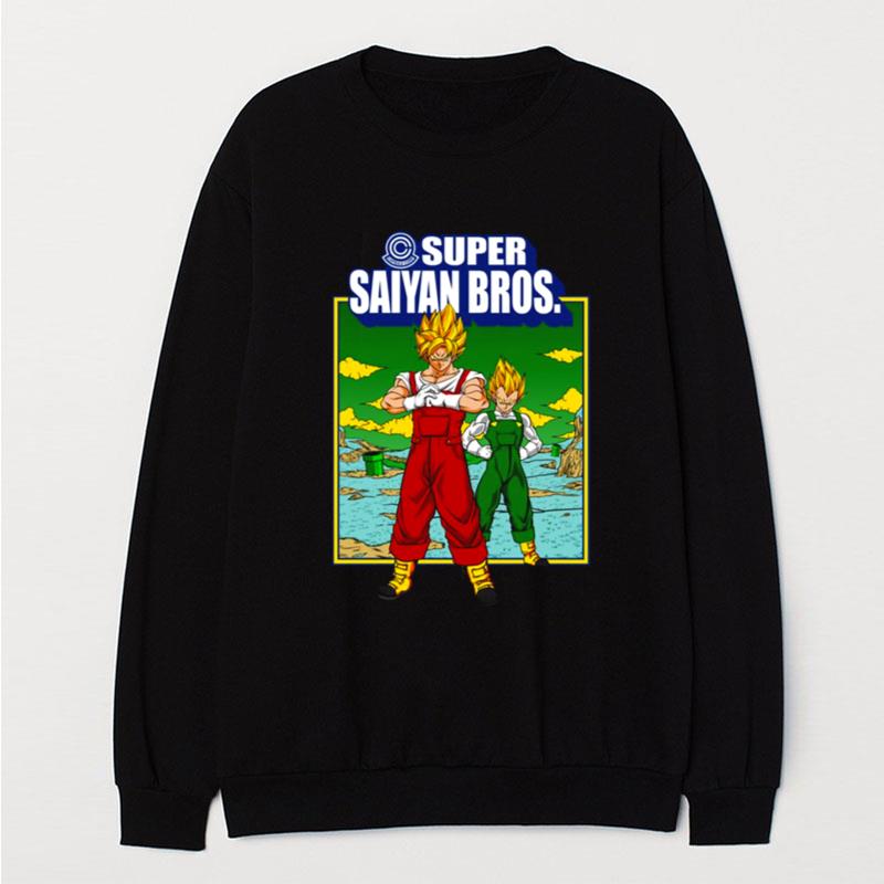 Super Saiyan Bros Super Saiyan Dragon Ball X Super Mario Bros T-Shirt Unisex